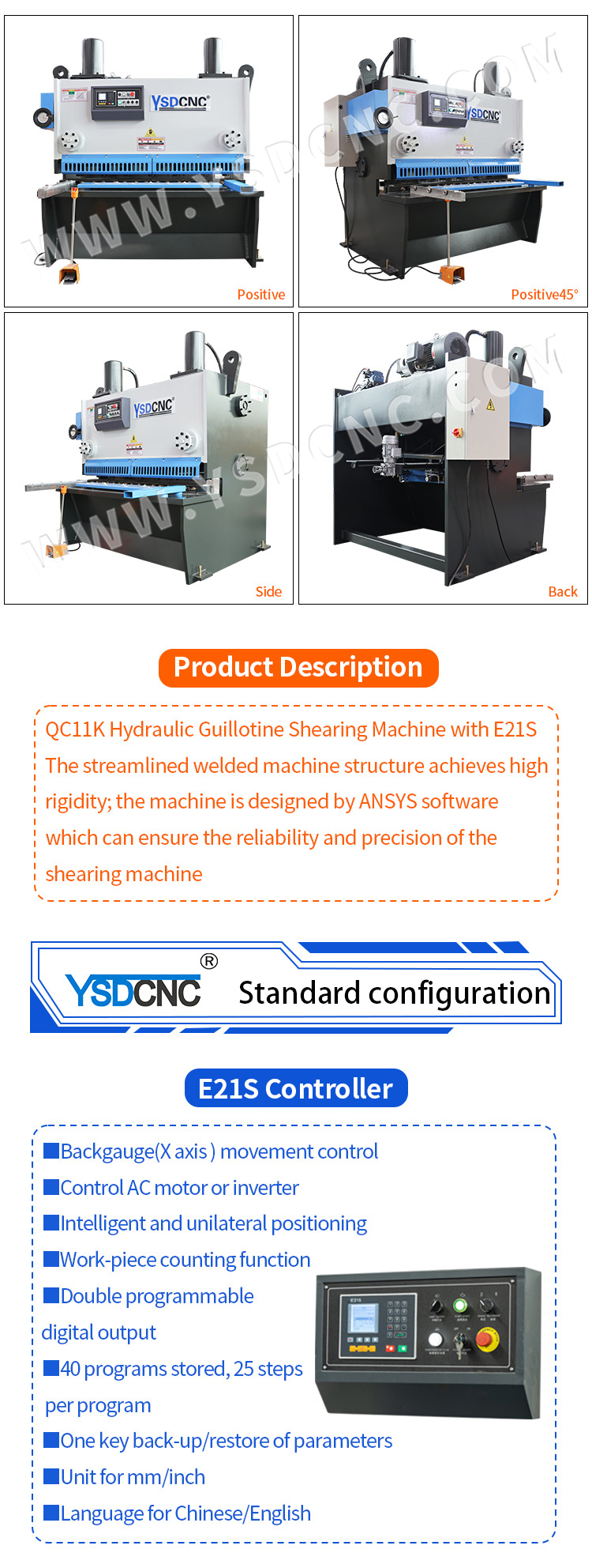 QC11K 16x2000 Hydraulic Guillotine Shearing Machine with E21S (5)