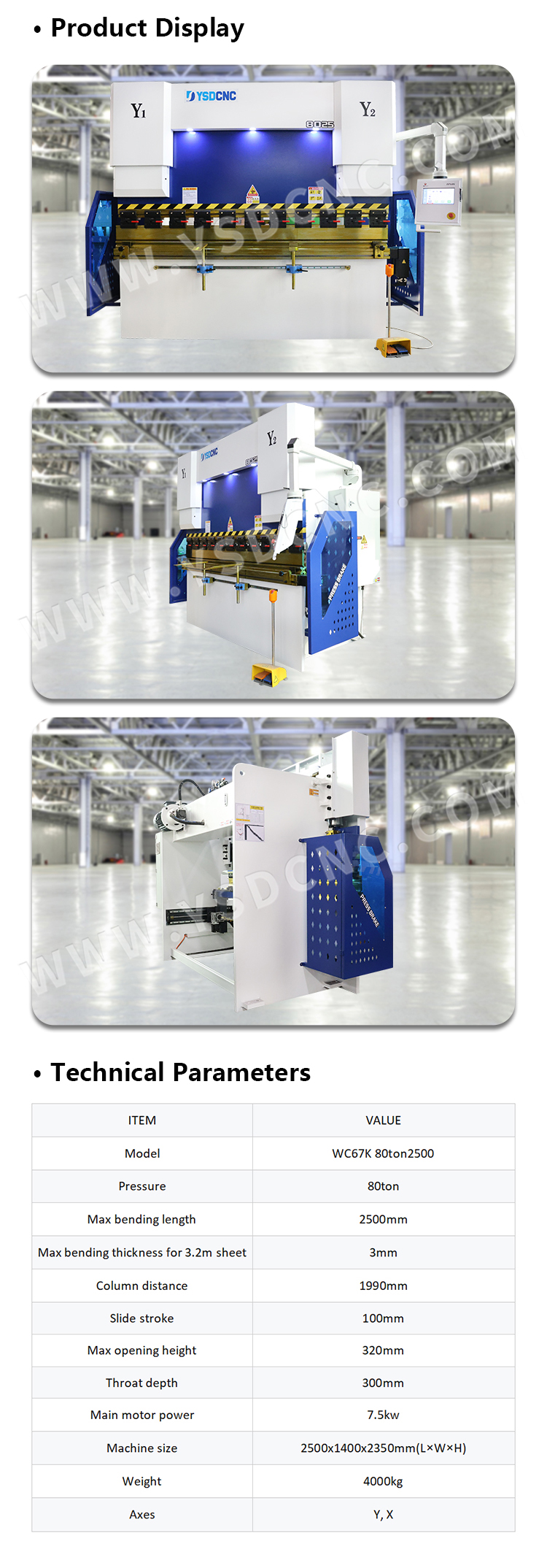 WC67K 80TON2500 Servo Hydraulic Press Brake with TP10, Sheet Bending Machine for Sale (6)