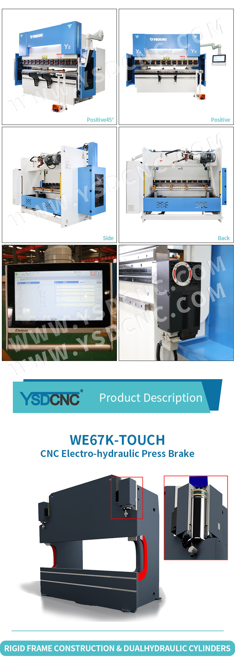 WE67k 63ton2500 CNC Electro-hydraulic Press Brake Machine with DA-53T (5)