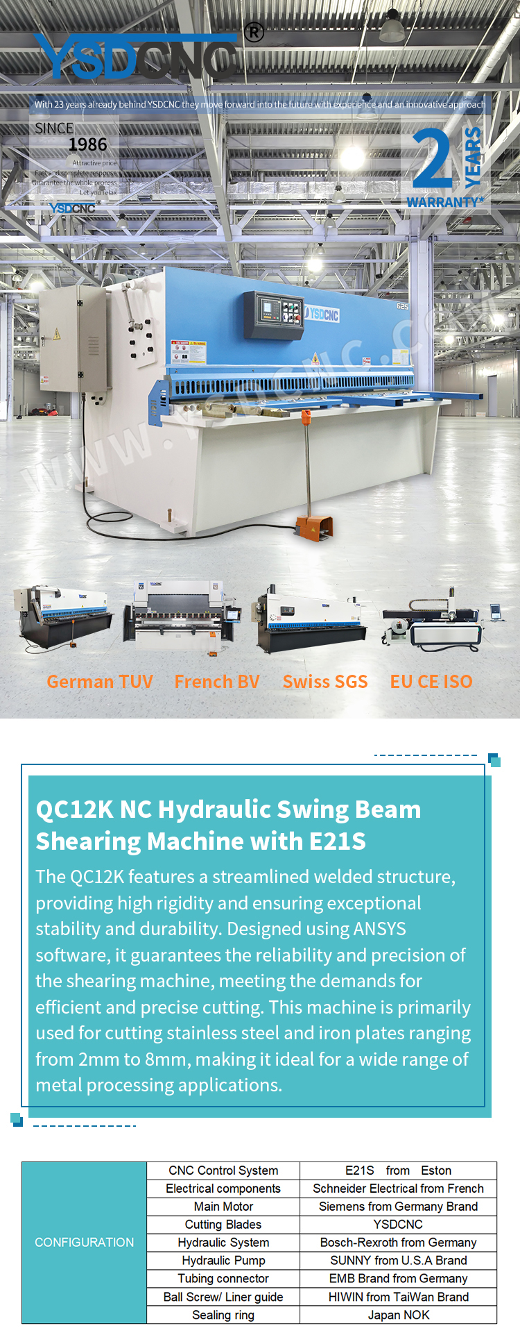 QC12K 6x2500 NC Hydraulic Swing Beam Shearing Machine with E21S (4)