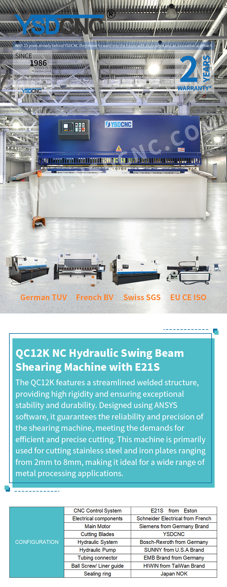 QC12K 6x2500 NC Hydraulic Swing Beam Shearing Machine with E21S (4)