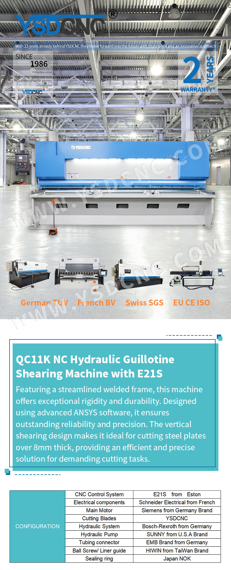 QC11K 12x4000 Hydraulic Guillotine Shearing Machine with E21S (4)