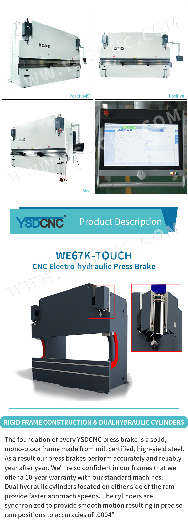 WE67k400ton6000 Hydraulic CNC Press Brake Machine,CNC Sheet Bending Machine with DA-69S (6)