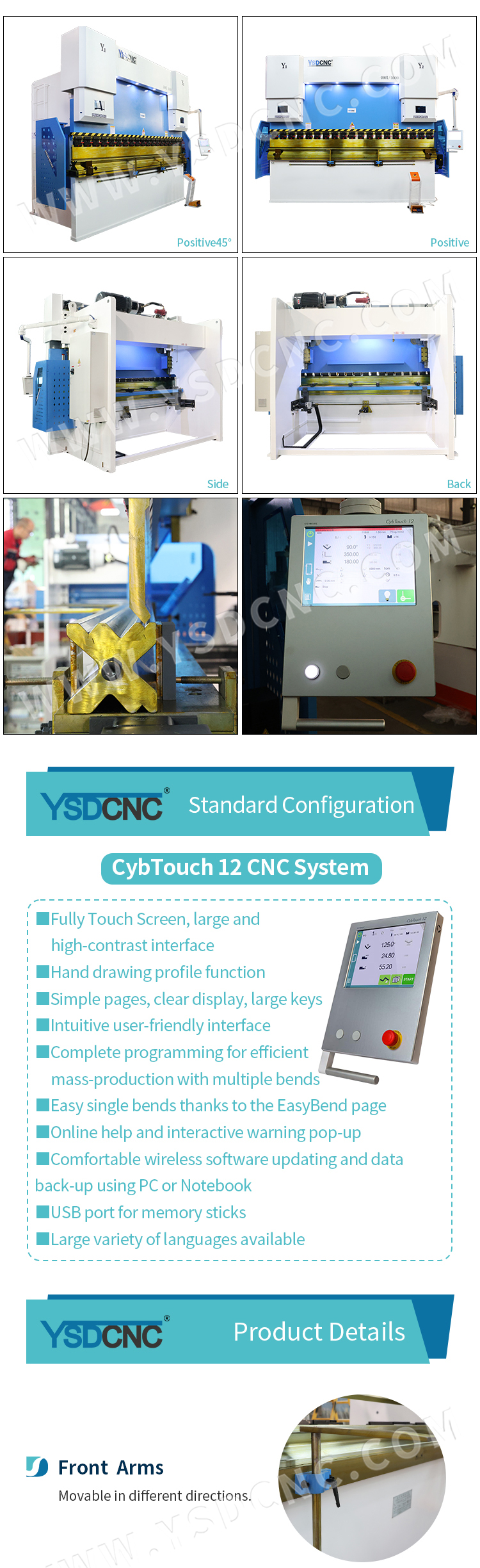 WC67K 400TON4000 Servo Hydraulic Press Brake with CybTouch 12, Sheet Bending Machine for Sale (5)